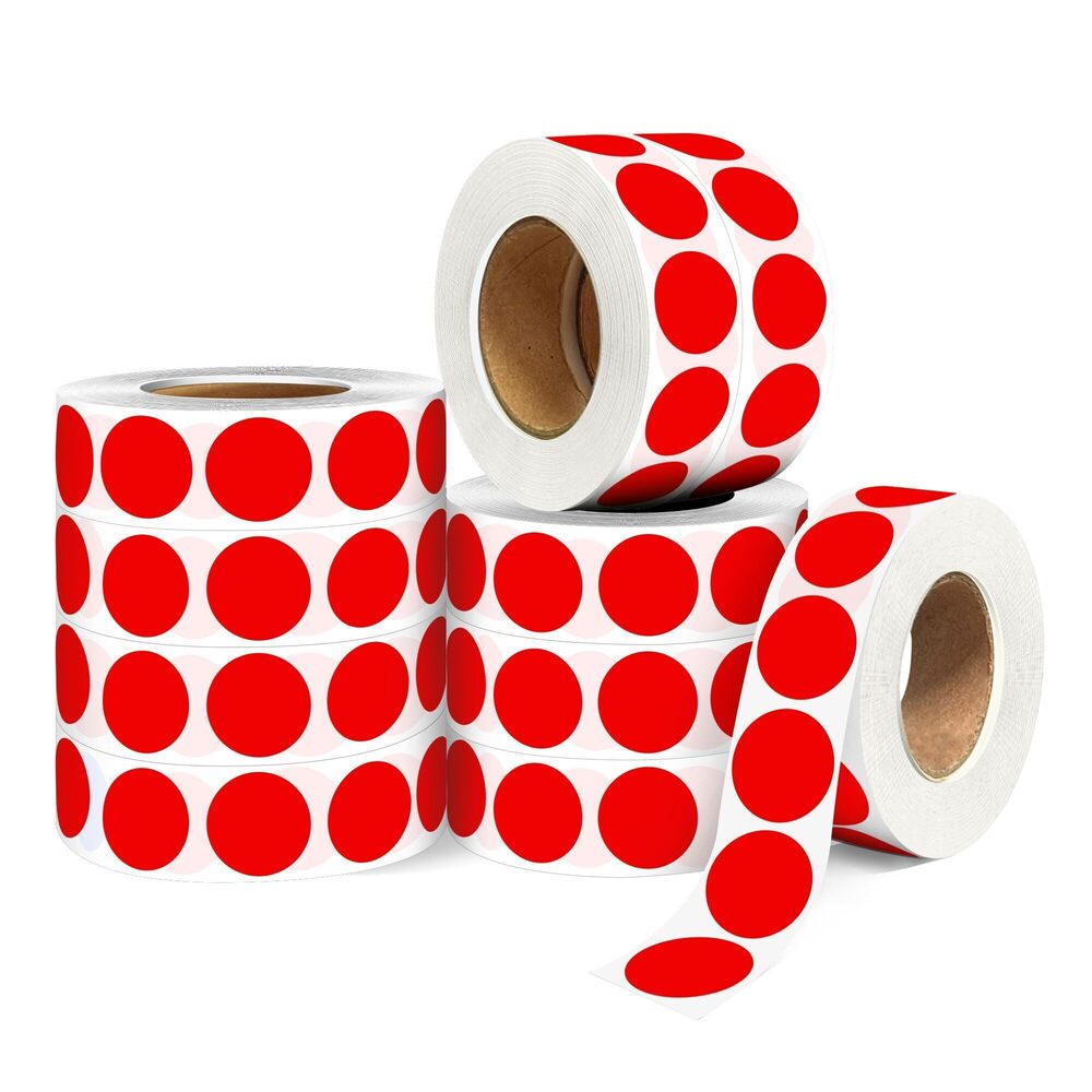 6731 10Rolls 10000PCS 0.75 Inch Small Red Sticky Tags, Permanent Sticky Dot